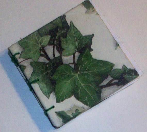 Green Leaves Coptic Stitch Mini Journal