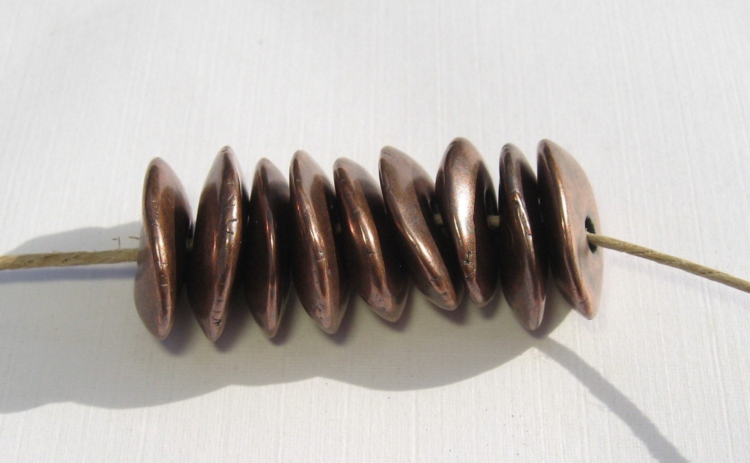 10 Mykonos Greek Ceramic Beads - BRONZE CORNFLAKE Metalized Beads