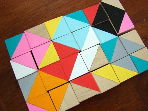 Hand painted wooden cubes...geometric and colorful