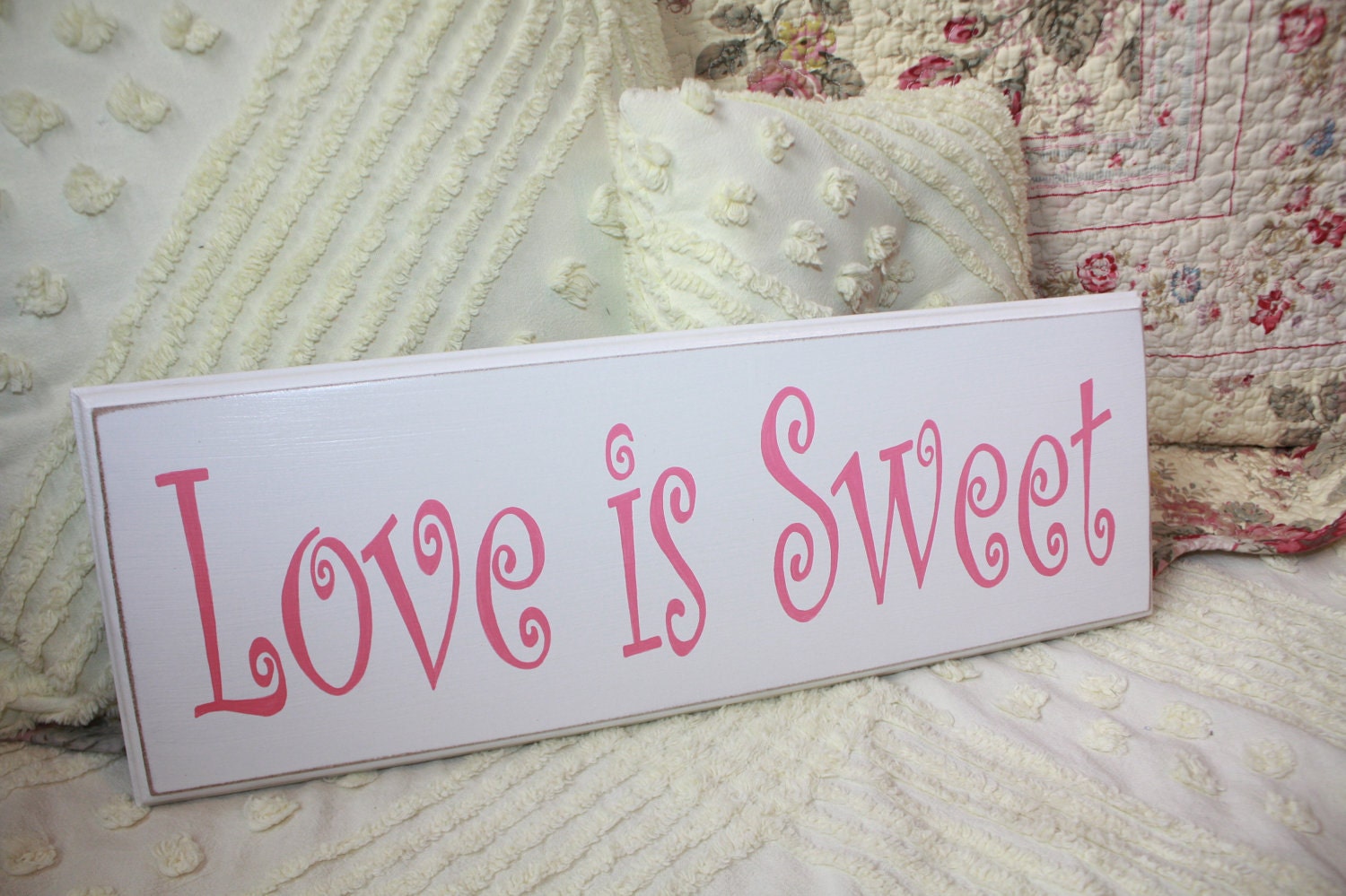 Love is Sweet SIGN Wood Shabby Style Your Color Wedding Candy Bar Cake Table