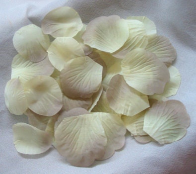 100 Grey and Ivory ARTIFICIAL SILK Rose PETALS for Wedding Decorations