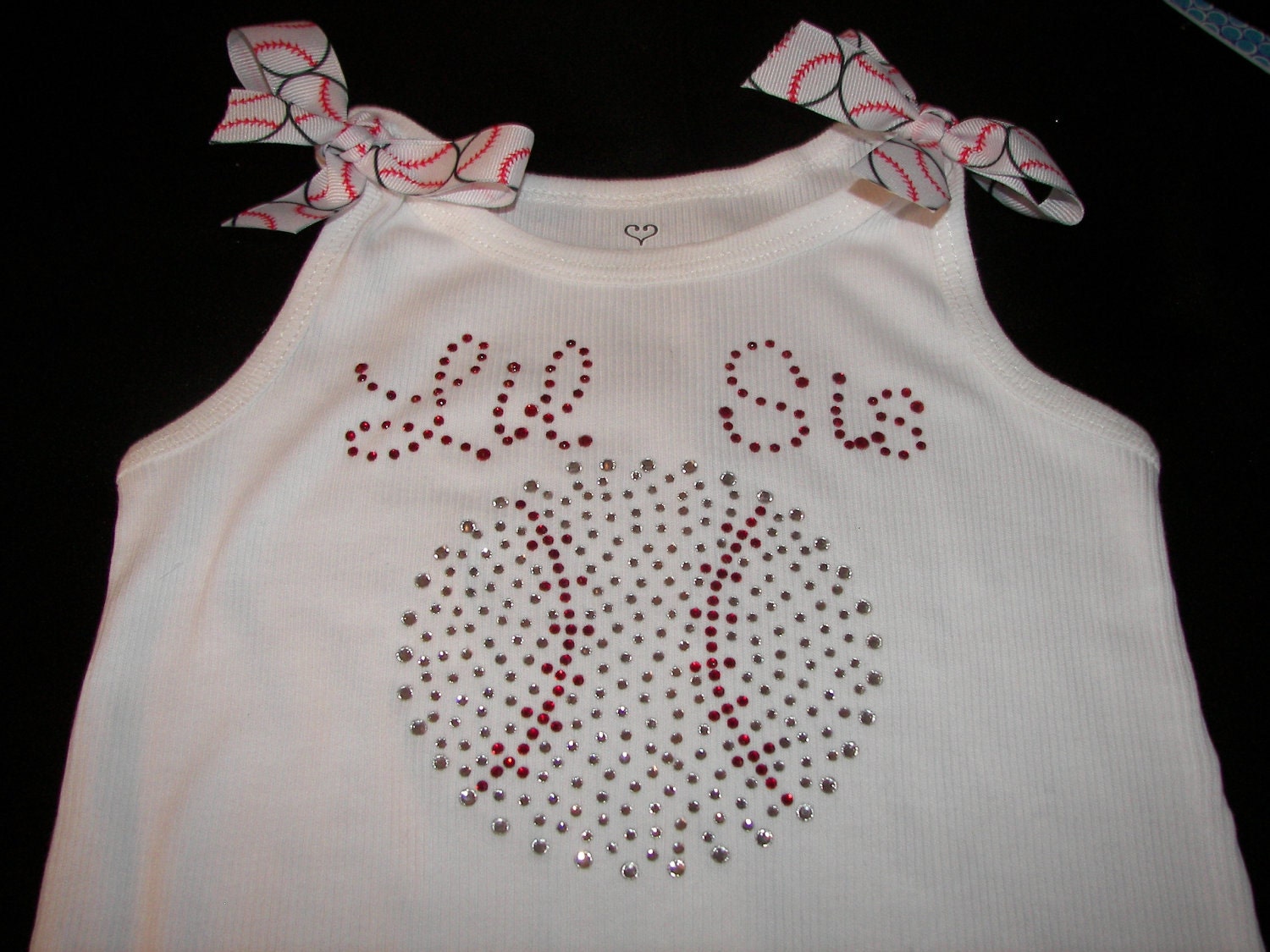 Lil Sis Baseball BLING Tank and Diaper Cover Set--Darling--Includes matching baseball hairbows.