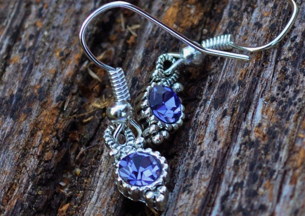 Sparkling petite amethyst crystal earrings