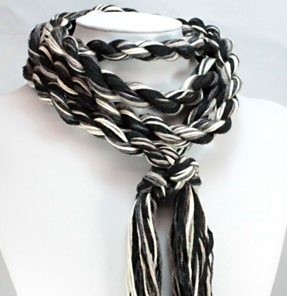 Skinny Scarf - Eco Friendly - Black Taffy - Organic Cotton, Soy and Bamboo Fibers