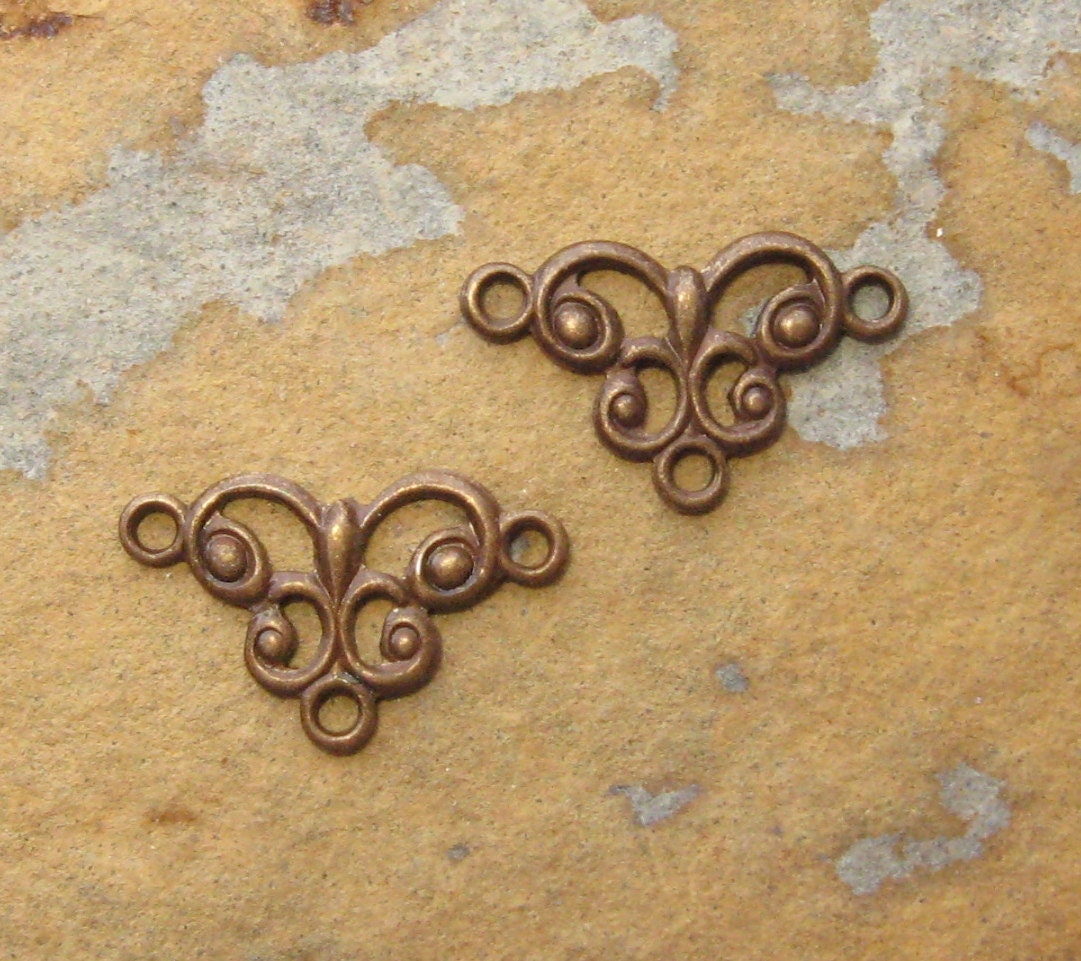 6 Trinity Vintage Patina Tiny Open Work Connectors -  Trinity Brass Co.