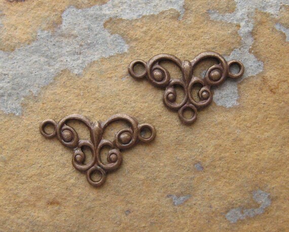 6 Trinity Vintage Patina Tiny Open Work Connectors -  Trinity Brass Co.