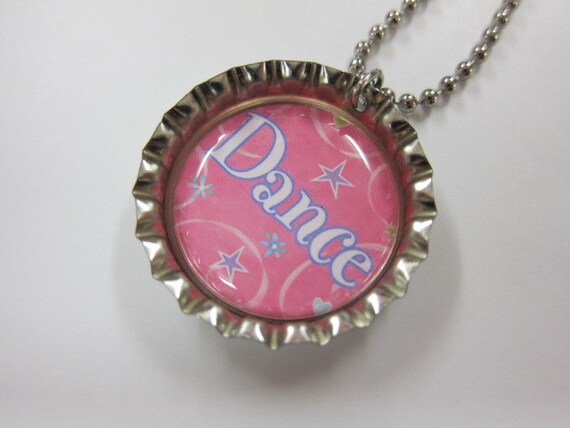Bottlecap Necklace - DANCE - Pink and Purple