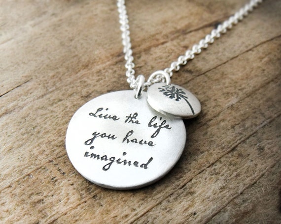 Live the life you have imagined - Inspirational quote necklace - Motivational quote graduation - lulubugjewelry Live the life you have imagined - Inspirational quote necklace - Motivational quote graduation - lulubugjewelry