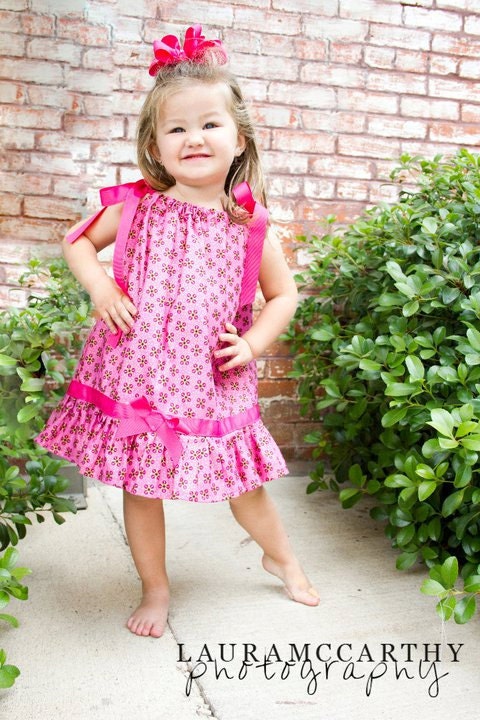 pillowcase dresss - pink - ruffle size 6,9.12.18 mo. 2t, 3t, 4t, 5t,6