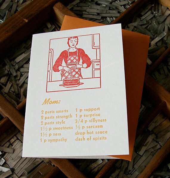 letterpress card mom's recipe