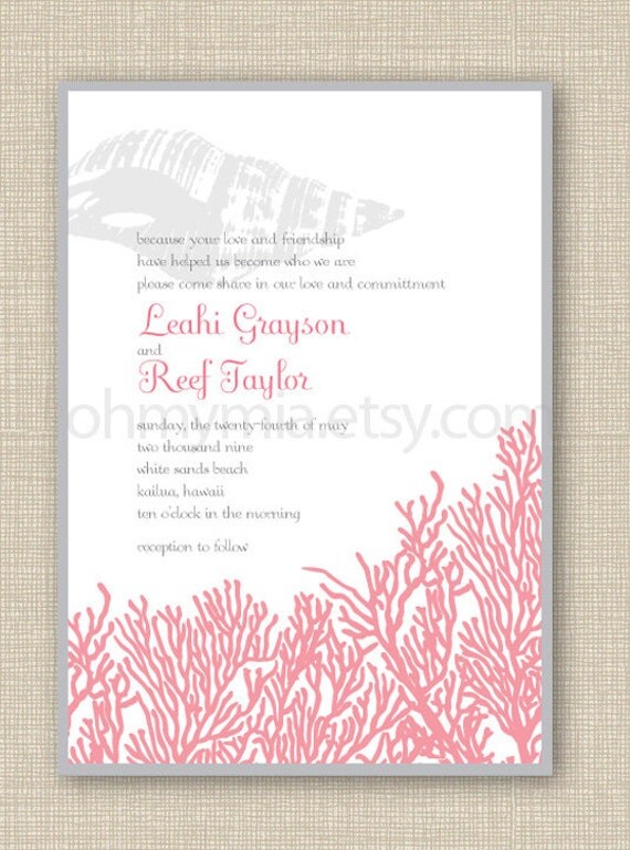 Shells and Coral Wedding Invitation From ohmymia