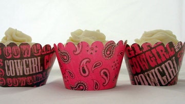 Cowgirl Cupcake Wrappers for Pink Cowgirl Western Birthday Party