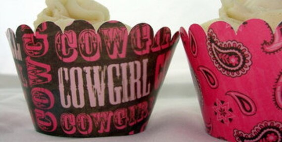 Cowgirl Cupcake Wrappers for Pink Cowgirl Western Birthday Party