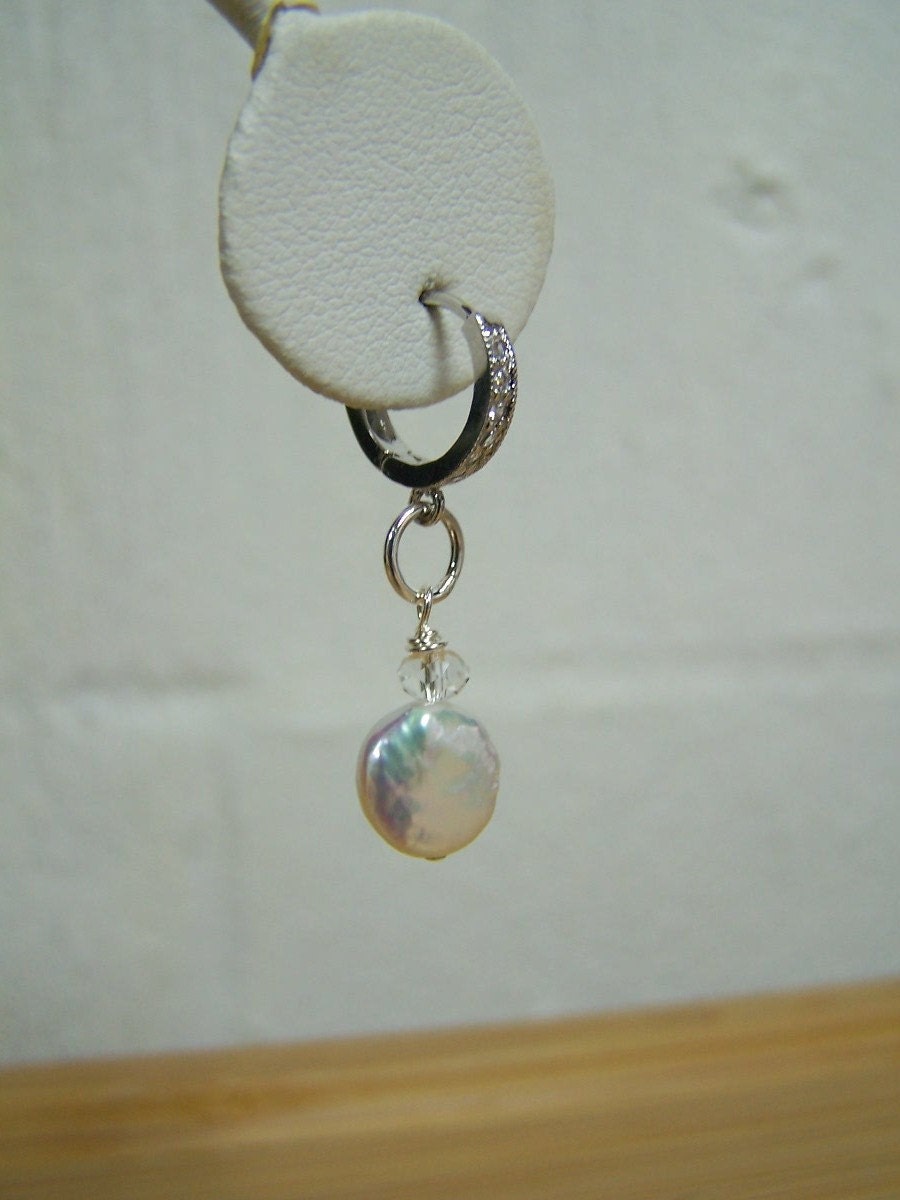 Bridal Cubic Zirconia And Coin Pearl Earring Preview 3
