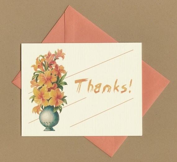 Thank You Card, Thanks, Orange Lilies