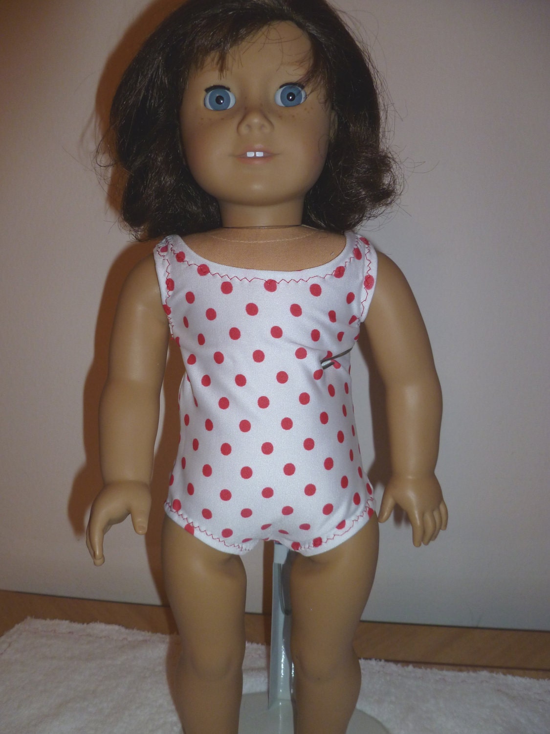 American Girl dolls bathing suit - Red and white polka dots