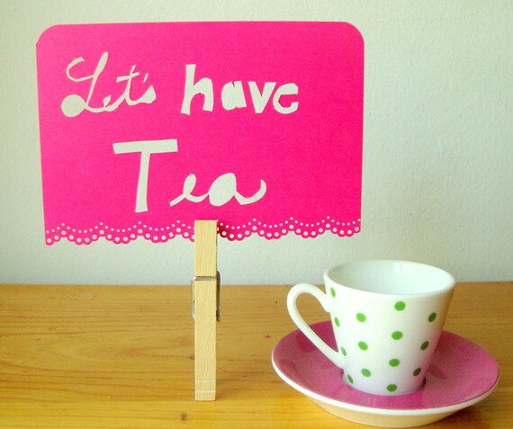 Papercut Postcard Tea Invitation Honeysuckle Pink