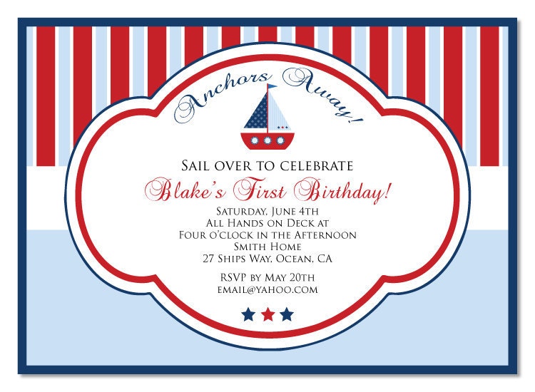 Printable Invitation - Nautical Design for Birthday or Shower