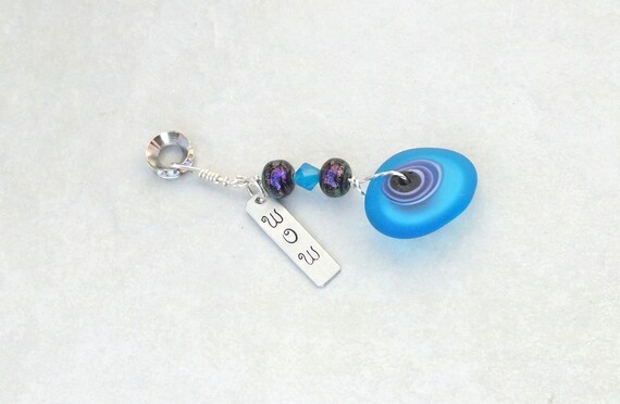 Caribbean Blue and Purple Sterling Silver Wire Wrapped Pendant