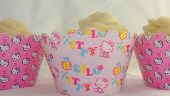 Hello Kitty Cupcake wrappers for Girl's Birthday Party