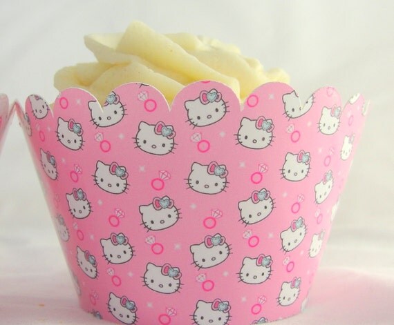 Hello Kitty Cupcake wrappers for Girl's Birthday Party