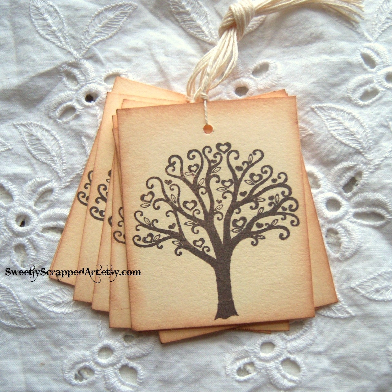 TREE Tags with a Love feel, Vintage Inspired, Hand Aged 10