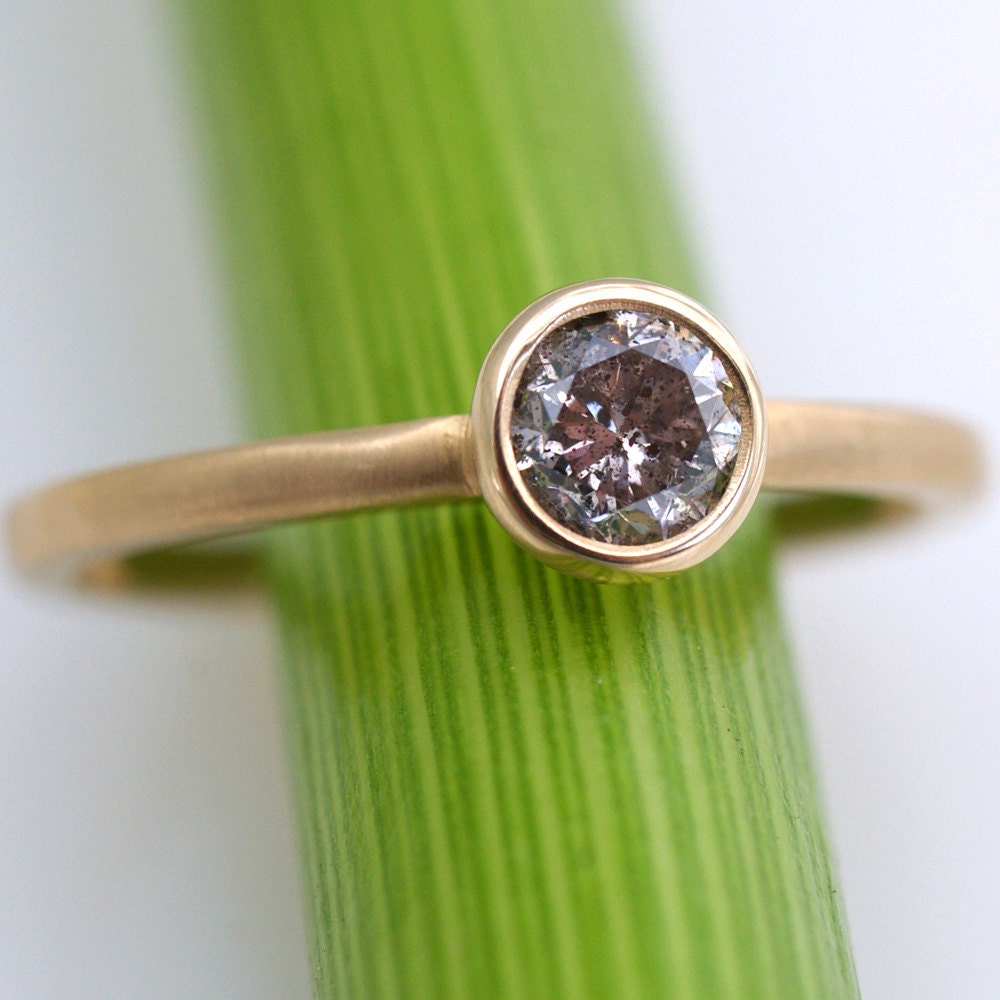 Pink Galaxy Diamond Solitare Ring - One Of A Kind