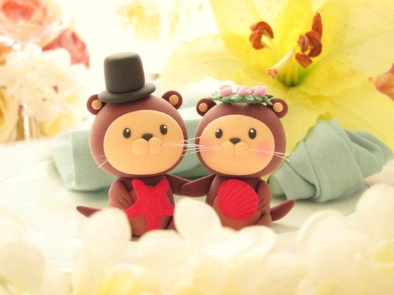 LOVE ANGELS Wedding Cake Topper- love otter