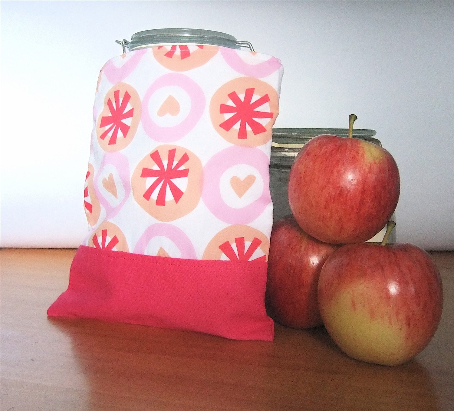 Reusable  Snack Bag Sandwich Cloth - Summer Love Hearts eco friendly by BonTonsGifts on Etsy