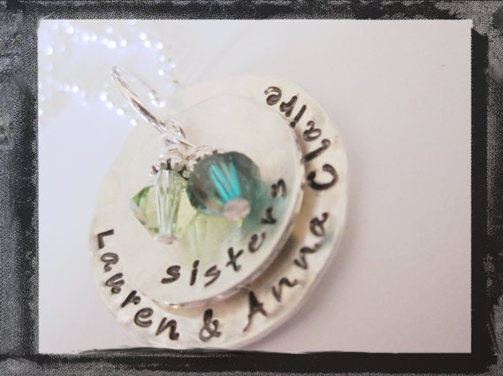 Stacked Sterling Hammered Circles For Sisters or BFF Necklace