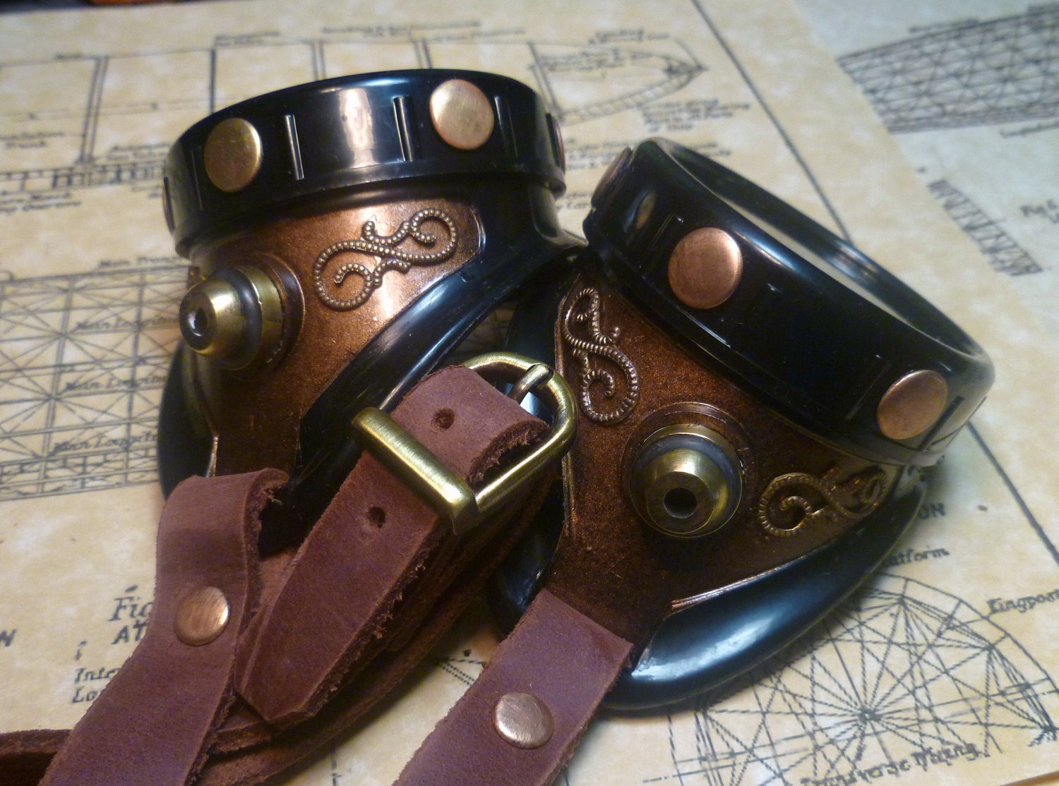 Steampunk goggles airship vintage brass and copper- G001