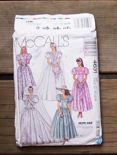 Vintage WEDDING DRESS PATTERN 1989 Bridesmaid Gown McCalls 