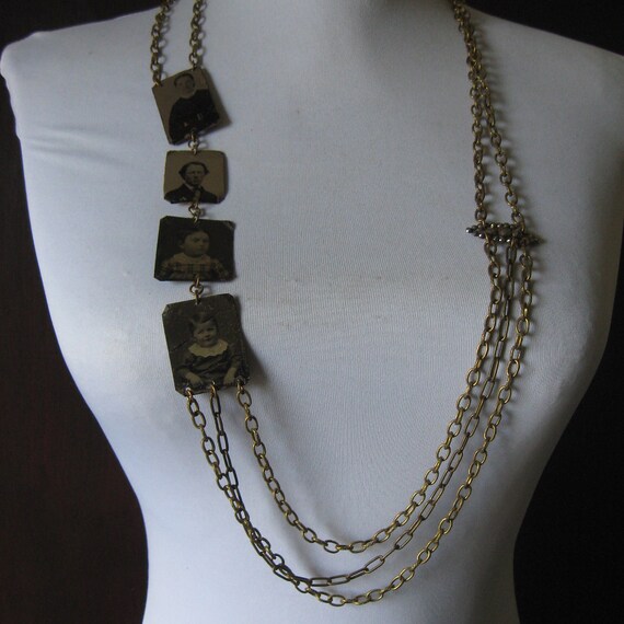 love is all you need-- tin type assemblage necklace