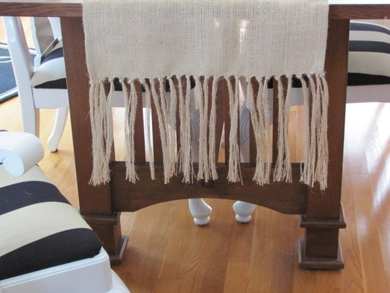 Burlap Table Runner With Fringe 18"x72", natural color