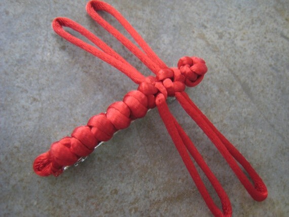 Red Thread Dragonfly Barrette