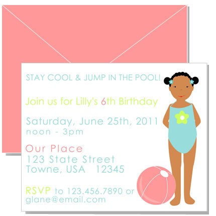 Tike-a-like Swim Party Invites-Invites, INvites, party, kids, custom, personalized, portrait, girls, boys, pool, pool party, swim, beach, birthday, party