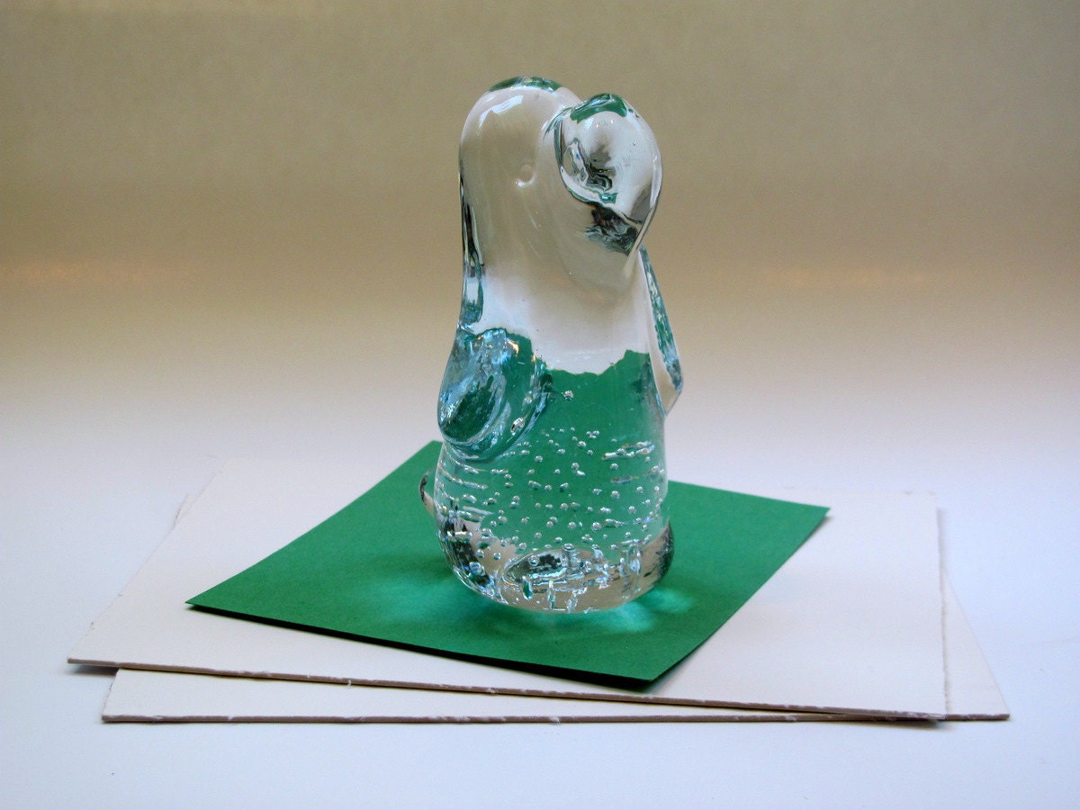 Vintage Glass Dog Paper Weight