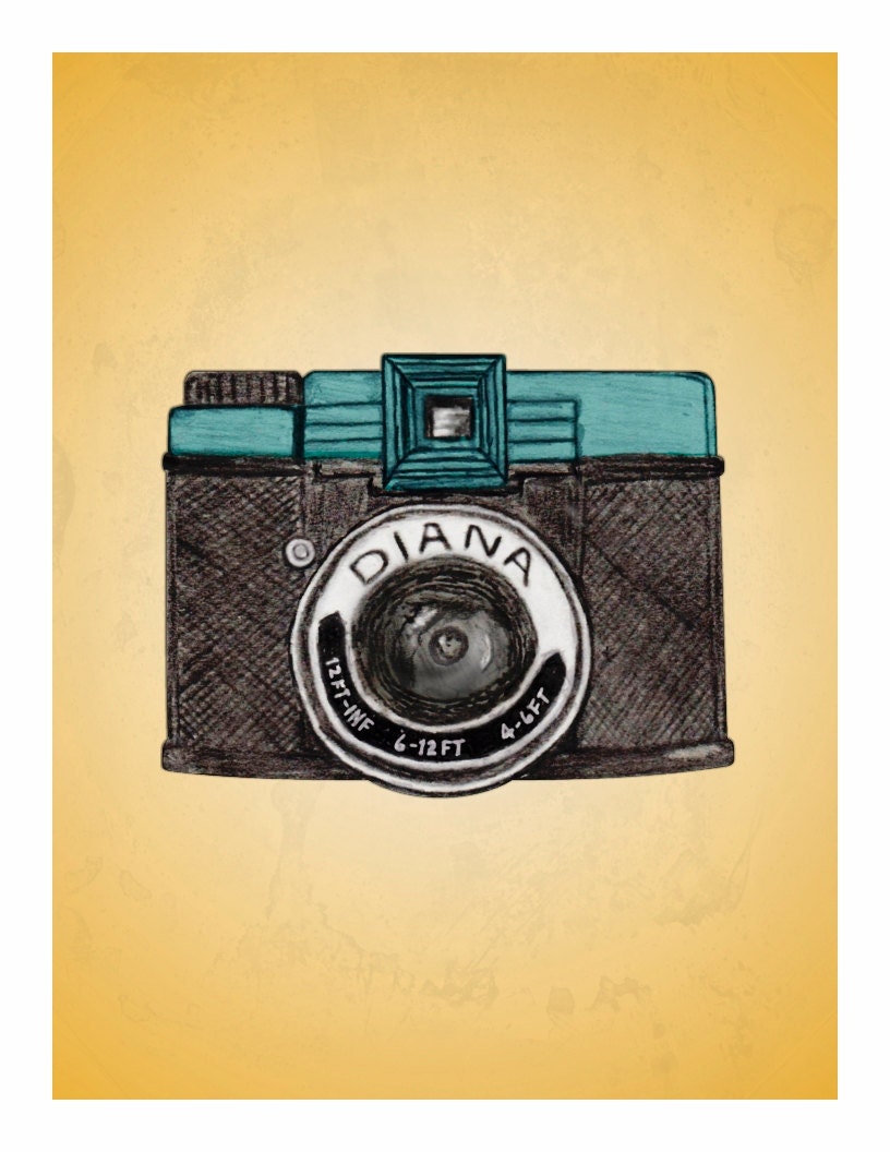Dreamy Diana - vintage camera illustration - a favorite things print - Holiday Sale - Black Friday - Cyber Monday
