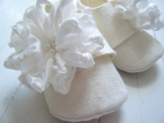 Органические Зимний Белый Конопля белье обувь с шелковыми цветами Для Девочки