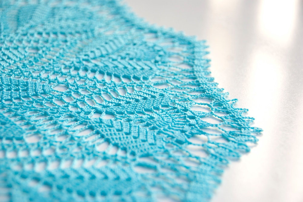 Spring Decor // Turquoise // Doily // Hand Crocheted // Gift for the home