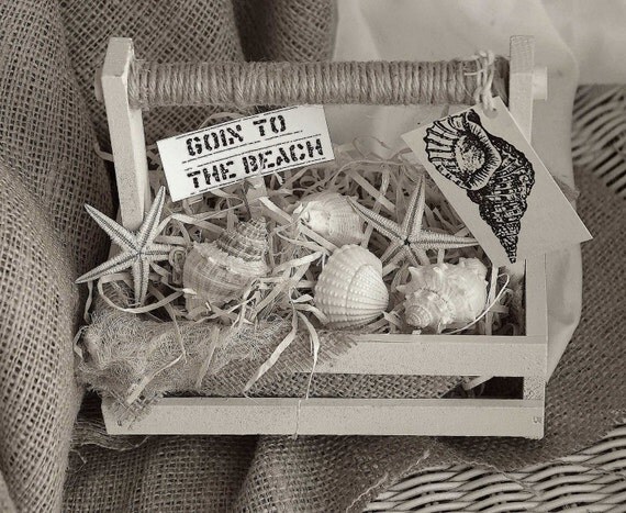Потертый Chic Пляж Tote, пляжный коттедж Деревянный Tote, потертый шик декора, потертый шик корзину