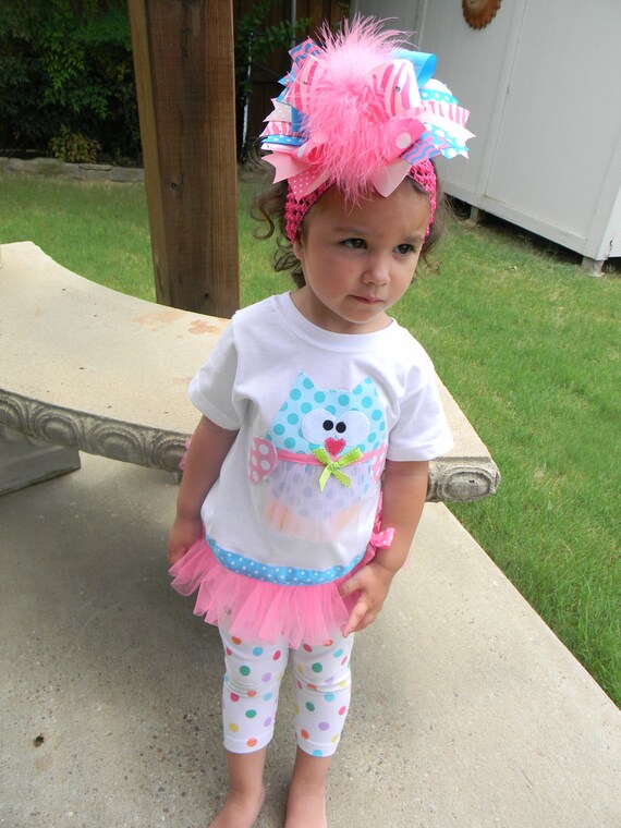 EXCLUSIVE Ballerina Owl Applique Tutu Tshirt Dress for Children by Bubblebabys
