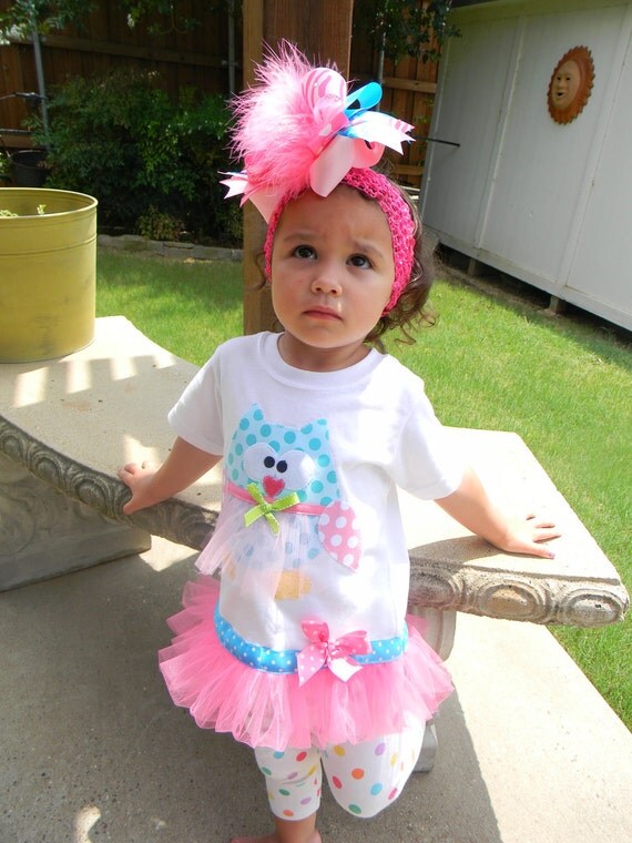 EXCLUSIVE Ballerina Owl Applique Tutu Tshirt Dress for Children by Bubblebabys