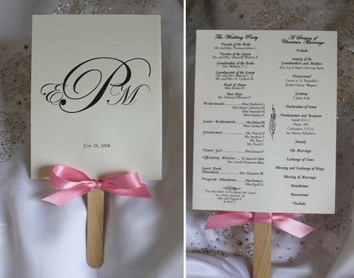 THIS LISTING IS FOR 1 FAN STYLE WEDDING PROGRAM Sample 289 each