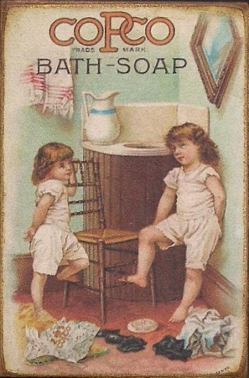 Wood Magnet Copco Bath Soap Little Girls Vintage Trade Card Print 12