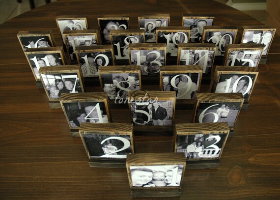 TABLE NUMBERS-Set of 20 Personalized  Wedding Table Numbers - Custom wooden dispays make great Centerpieces-Place Cards-Decoration.