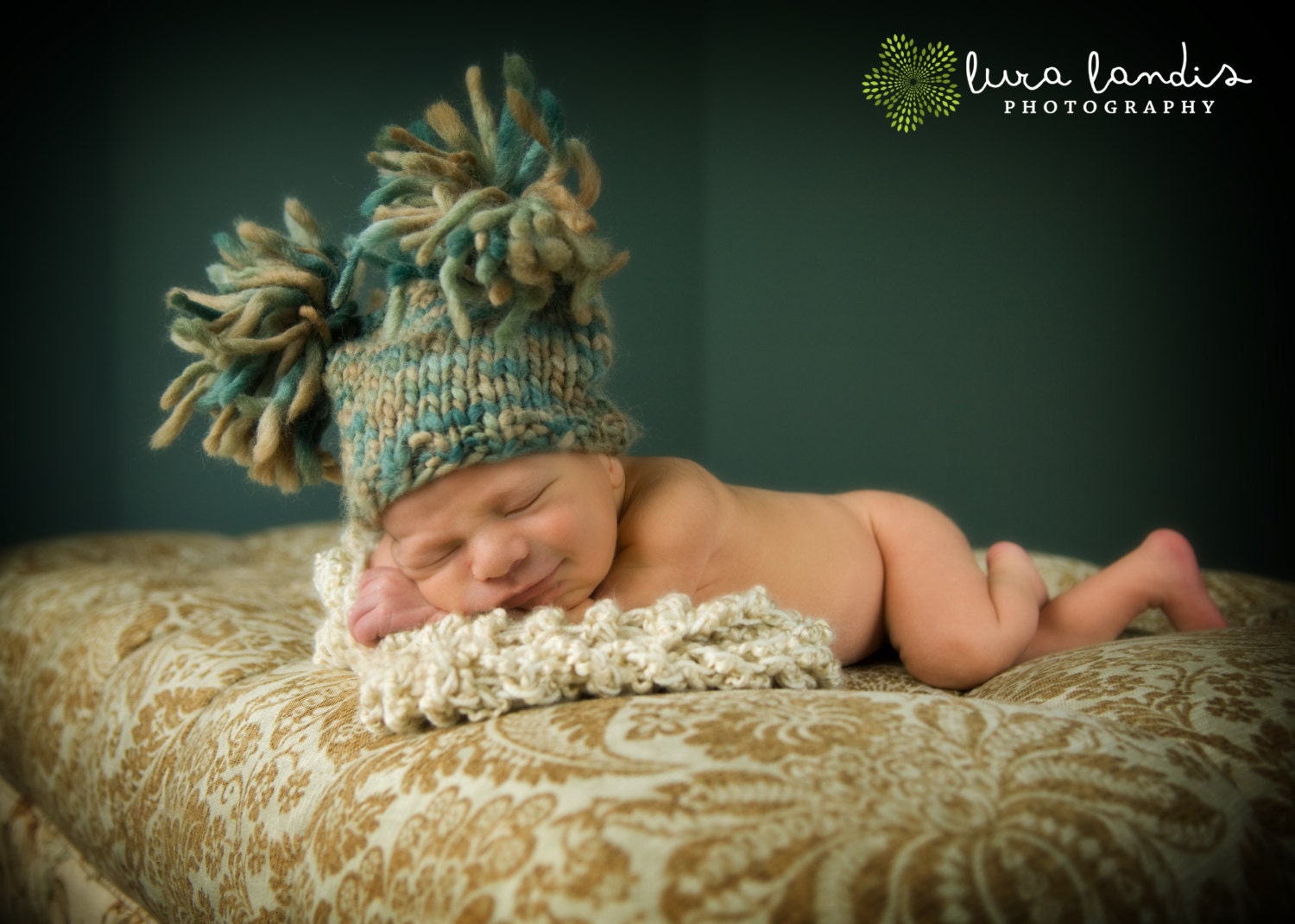 Little Boy Blue Chunky Pom Pom Hat for baby - knitbysarah
