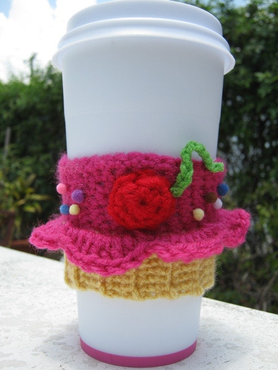 Coffee Cozy Berrylicious Cupcake by PinkFrog4U on Etsy from etsy.com