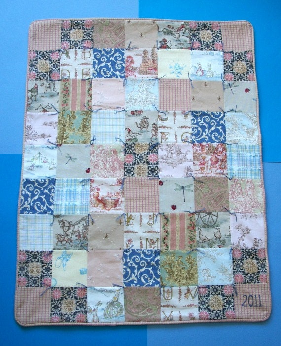 Baby Girl Quilt with Custom Hand Embroidery by Dolce Dreams