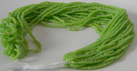 Lite Green Seed Beads size 10/0 in a hank by Paradise Jewelry Shop